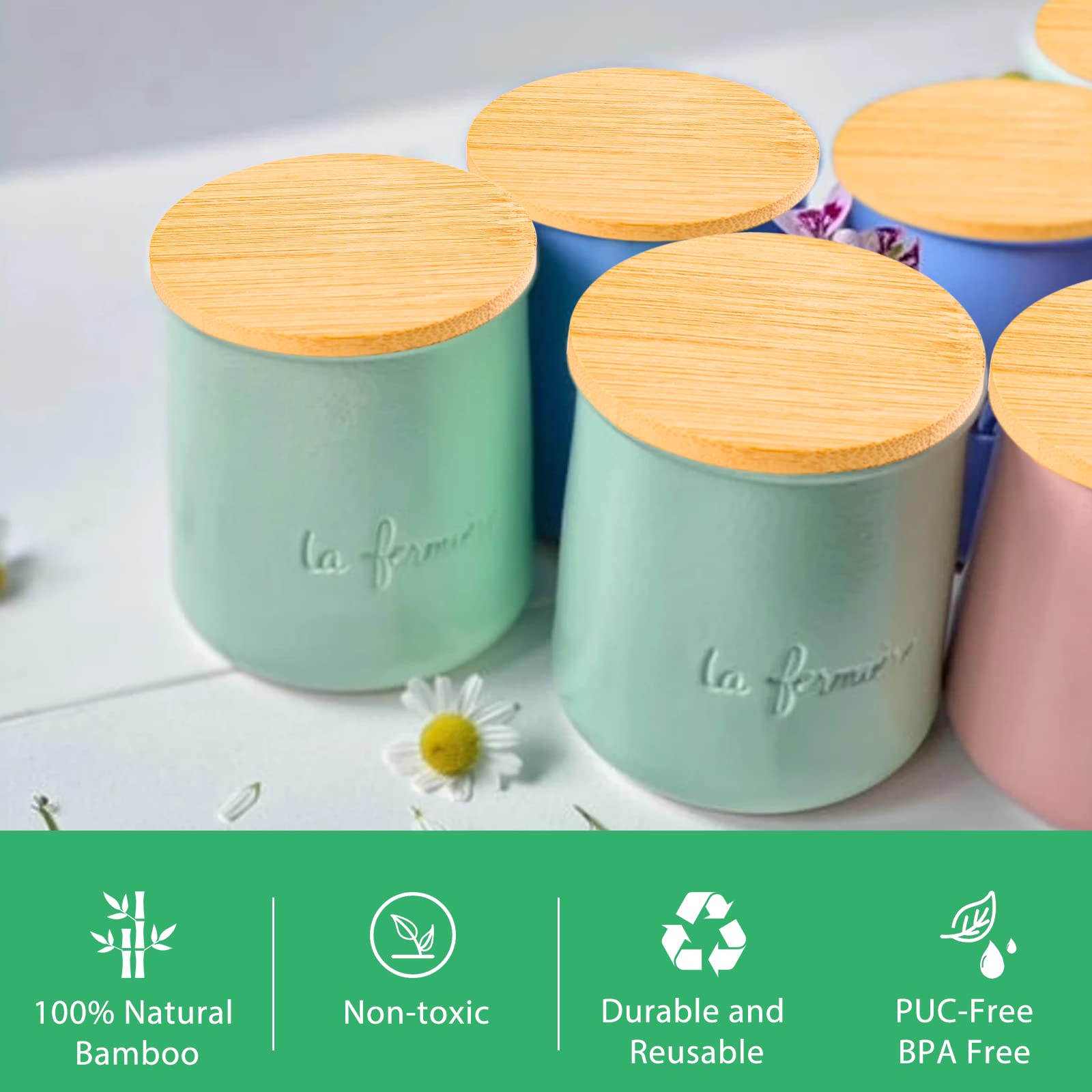 Amazon.com: La Fermiere Yogurt Jar lids- 6PC Bamboo Jar Lids for